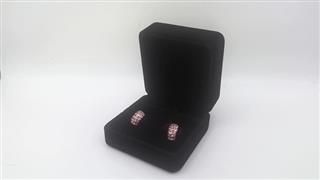 Pink Sapphire Gold-Stone Earrings 14K Yellow Gold 2.52g